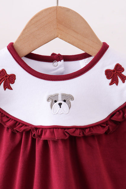 Georgia Bulldog Bow Embroidery Bubble