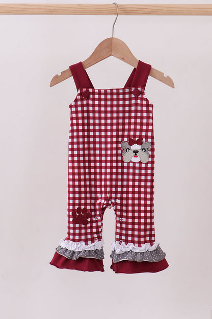 Georgia Bulldog Gingham Ruffle Romper