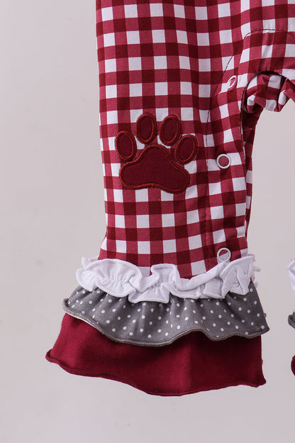 Georgia Bulldog Gingham Ruffle Romper