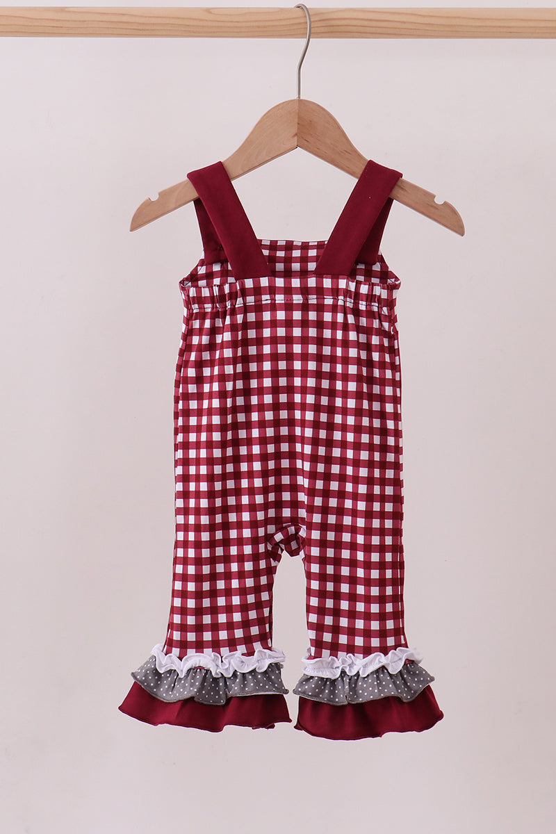 Georgia Bulldog Gingham Ruffle Romper