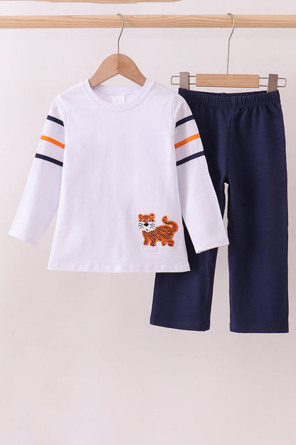 Navy Auburn Tiger Applique Pants Set