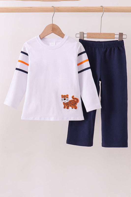 Navy Auburn Tiger Applique Pants Set