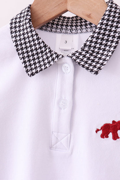 White Alabama Elephant Embroidery Pants Set