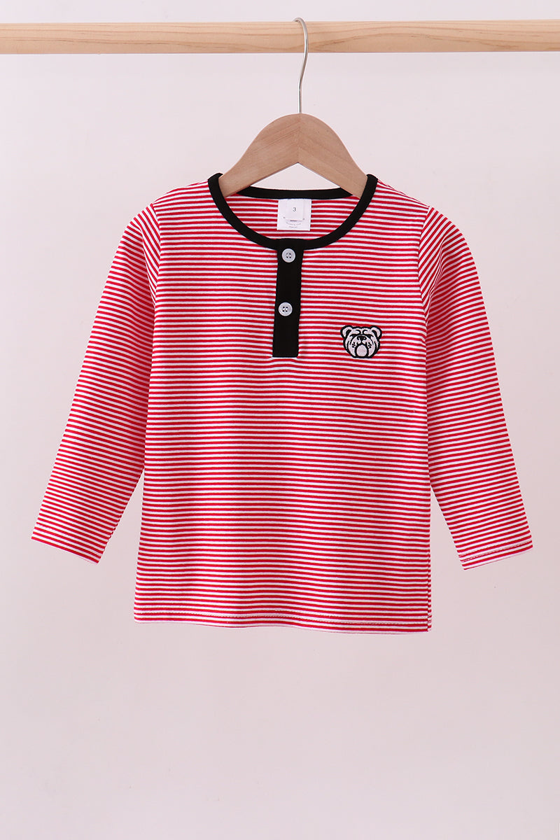 Georgia Bulldog Embroidery Stripe Top