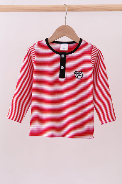 Georgia Bulldog Embroidery Stripe Top