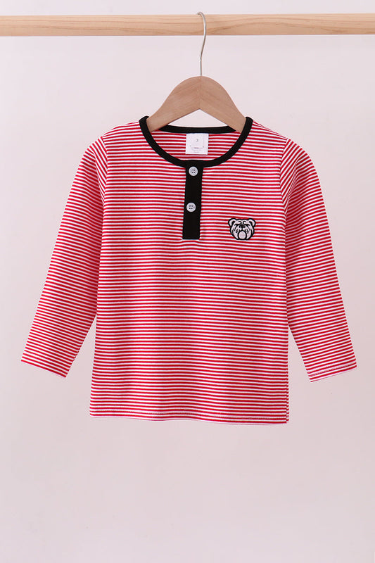 Georgia Bulldog Embroidery Stripe Top