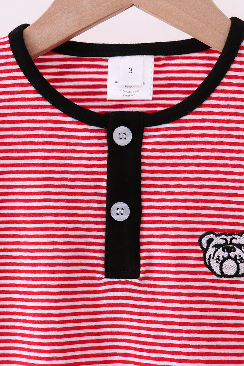 Georgia Bulldog Embroidery Stripe Top