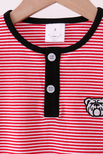 Georgia Bulldog Embroidery Stripe Top