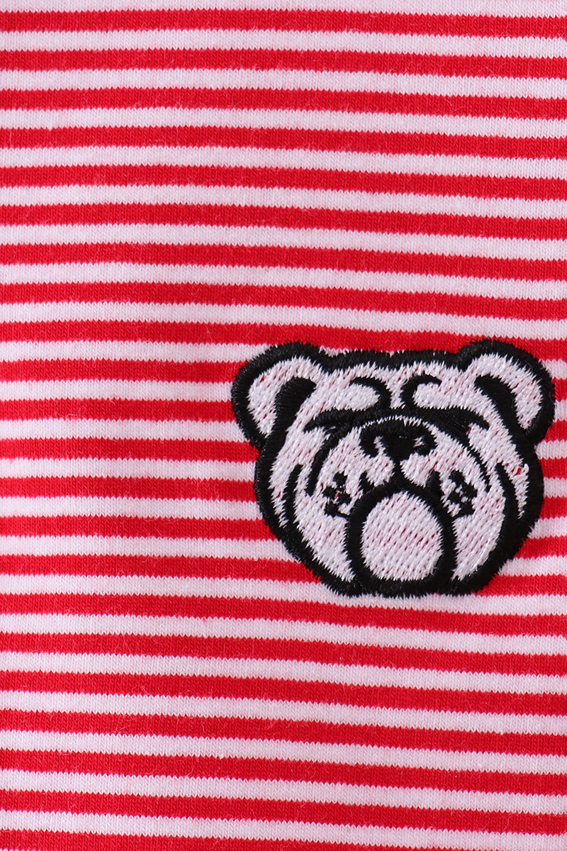 Georgia Bulldog Embroidery Stripe Top