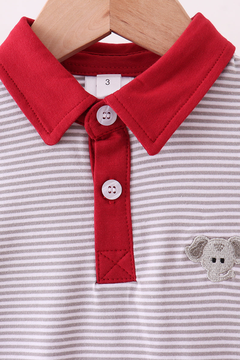 Alabama Stripe Elephant Embroidery Dress