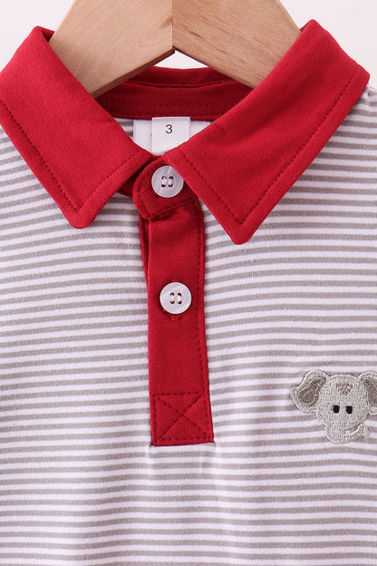 Alabama Stripe Elephant Embroidery Dress