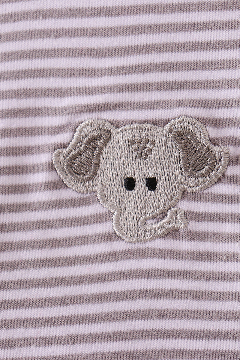 Alabama Stripe Elephant Embroidery Dress