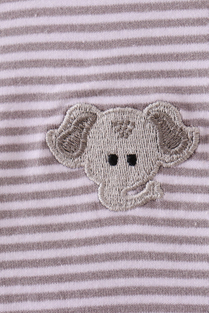 Alabama Stripe Elephant Embroidery Dress