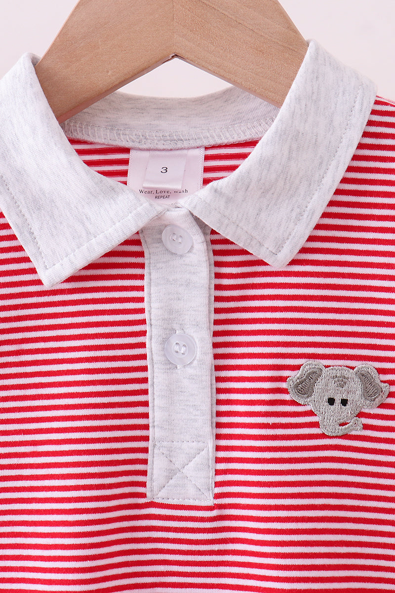 Alabama Stripe Elephant Embroidery Shirt