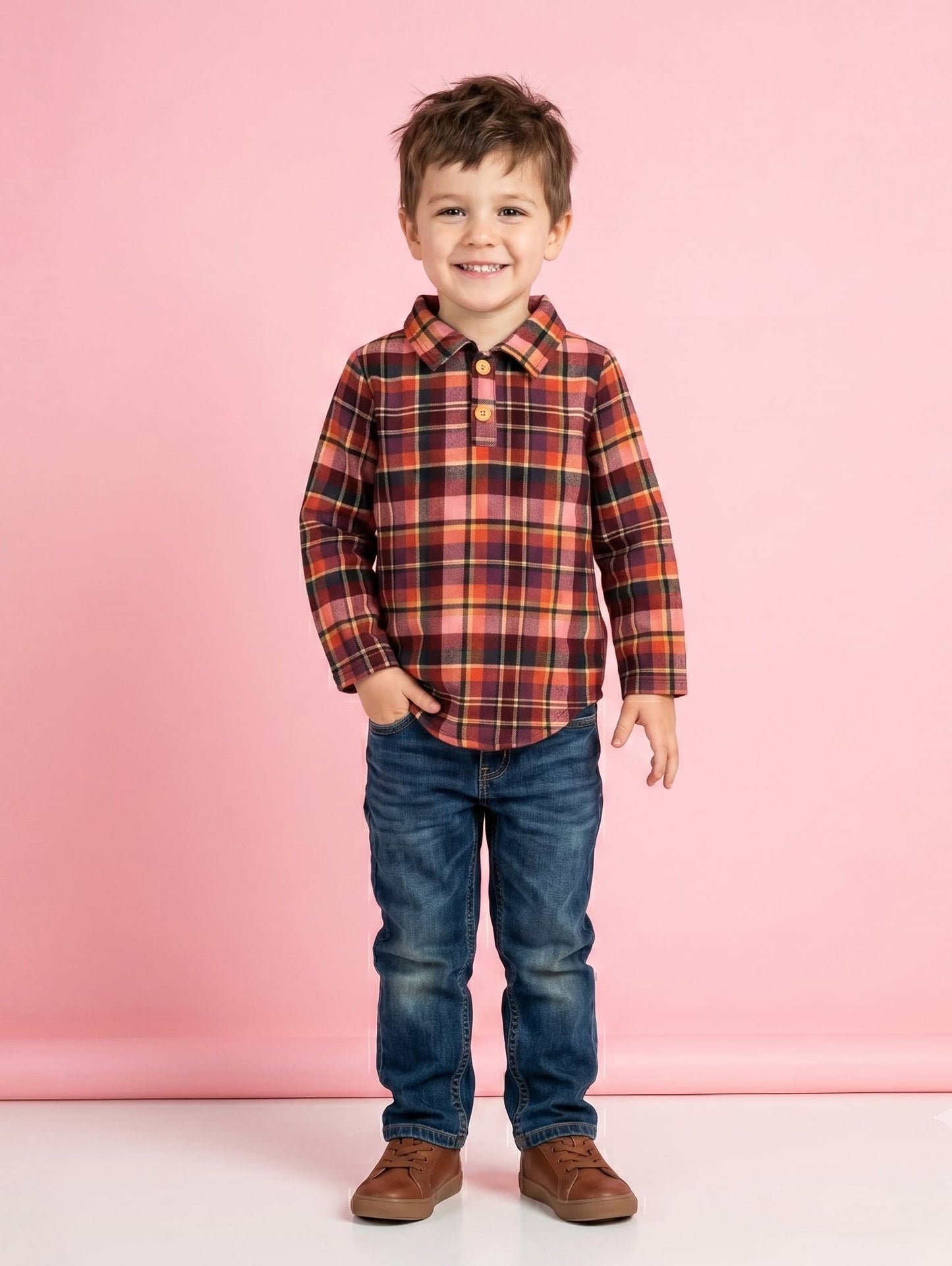 Autumn Embers Boys Plaid Shirt