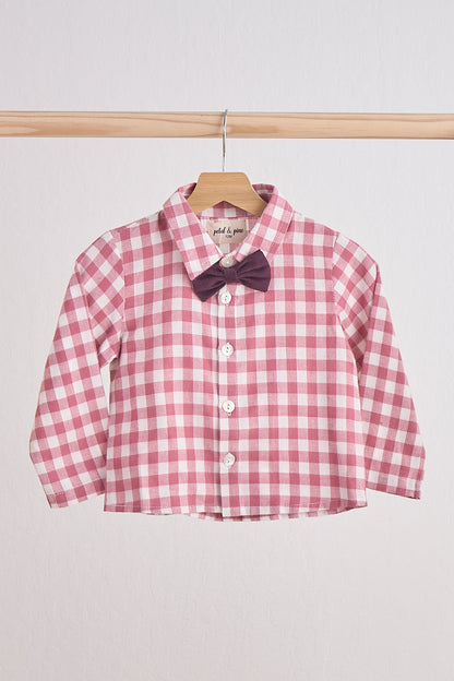 Pink Gingham Boy Flannel Button Down Shirt