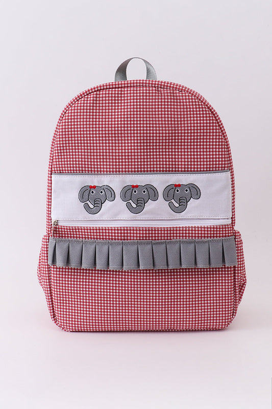 Alabama Embroidery Gingham Ruffle Backpack