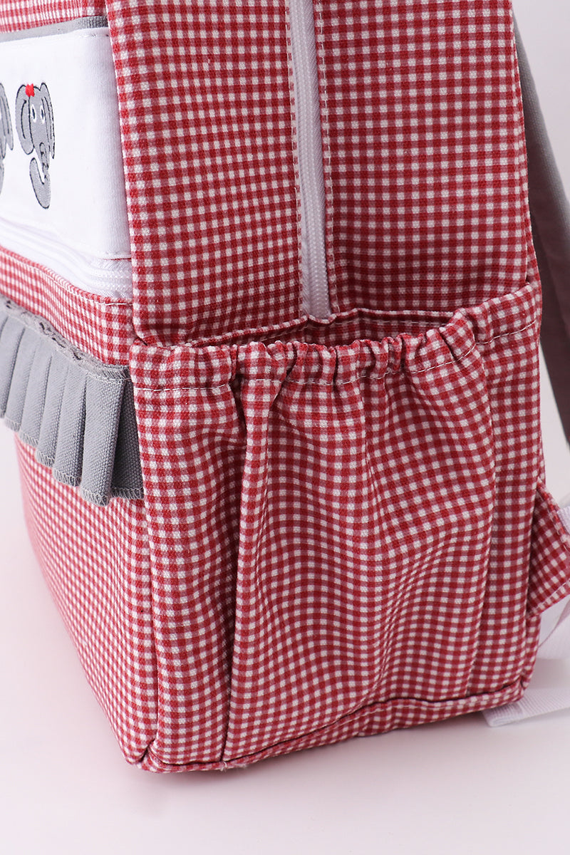 Alabama Embroidery Gingham Ruffle Backpack