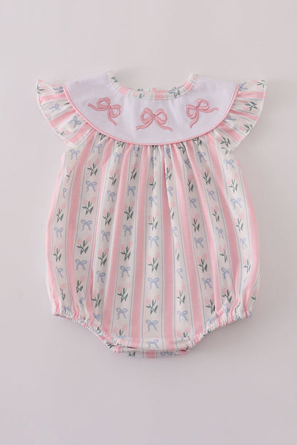 Pink Bow Embroidered Bow Bubble