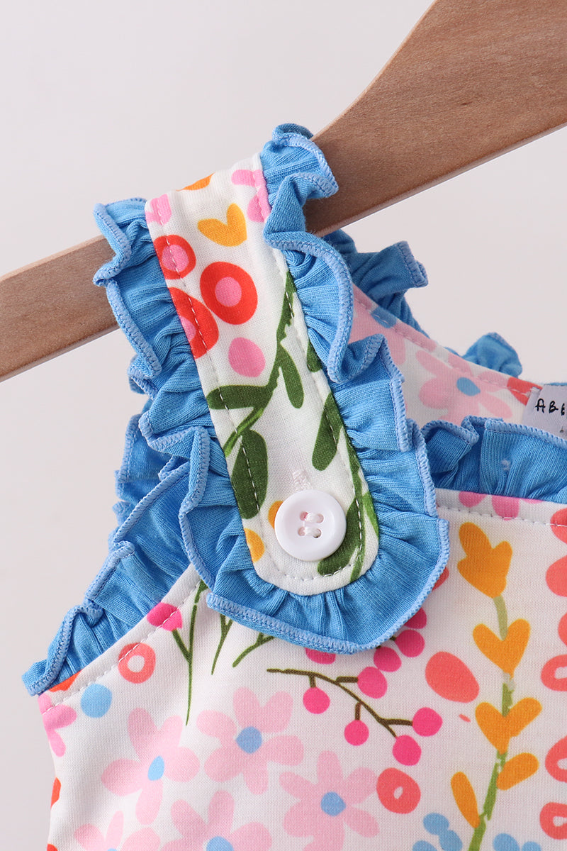 Summer Floral Print Ruffle Bubble