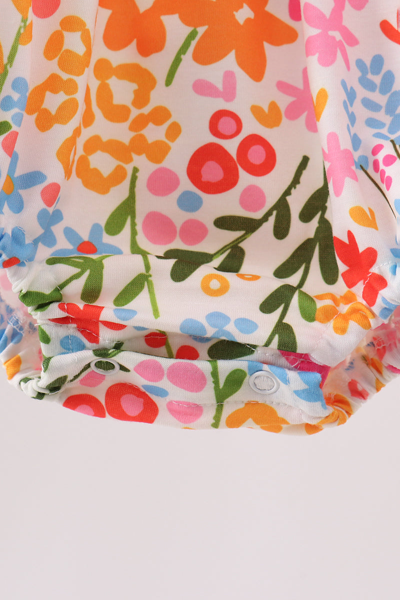 Summer Floral Print Ruffle Bubble