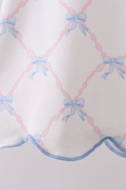 Blue Bow Ribbon Print Bloomer Set